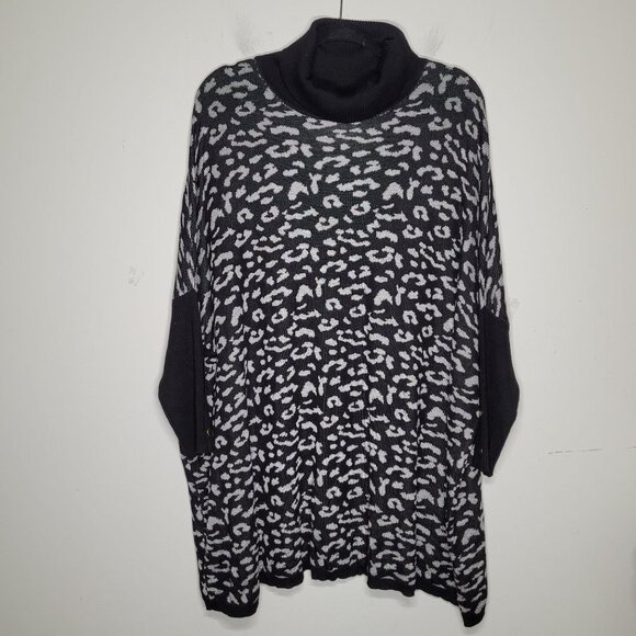 Kim rogers Womens Black gray leopard print Turtleneck Sweater curvy size 2X - Picture 9 of 9